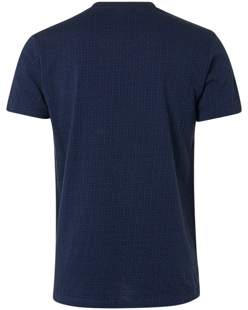Indigo Jacquard V-Neck T-Shirt